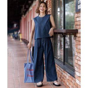 uvカット ワイドパンツ ジーンズ デニム デニムパンツ UNFILO DENIM LIGHT タックワイドパンツ レディース
