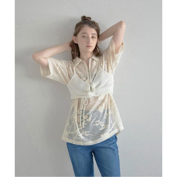 キャミソール 「MINERTE」drawstring knit bustier / ドロストニットビ...