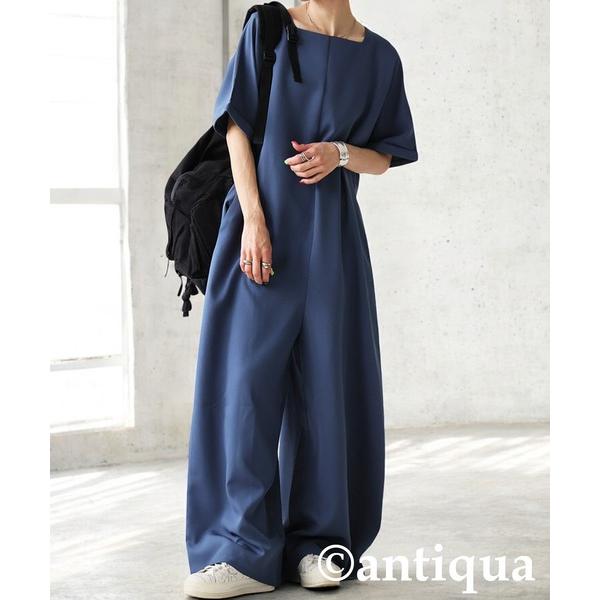 サロペット オーバーオール ボートネックオールインワン レディース