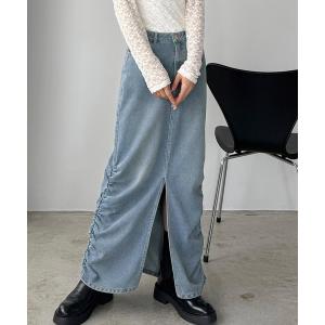 デニムスカート サイドギャザーデニムスカートの商品画像