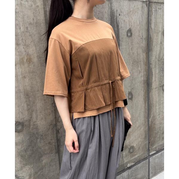 tシャツ ビスチェ風切り替え半袖Tシャツ-手洗い可- レディース