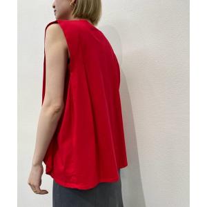 tシャツ Aラインタックノースリーブカットソー-手洗い可- レディース