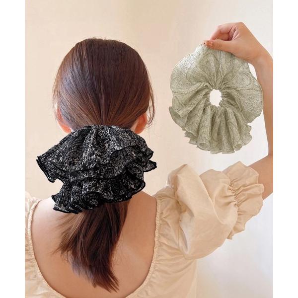 シュシュ フリルシュシュ 大きめボリュームヘアゴム