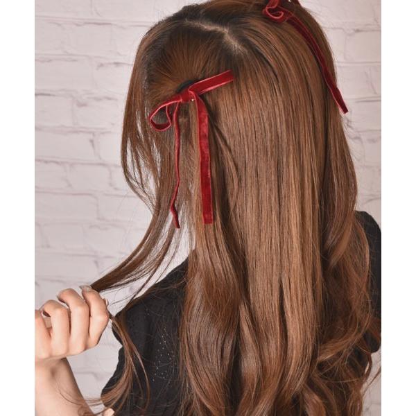 ヘアゴム 「float」ベロア ロングリボン ヘアゴム「2個セット」