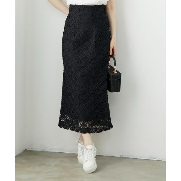 スカート フラワーコードレースタイトスカート