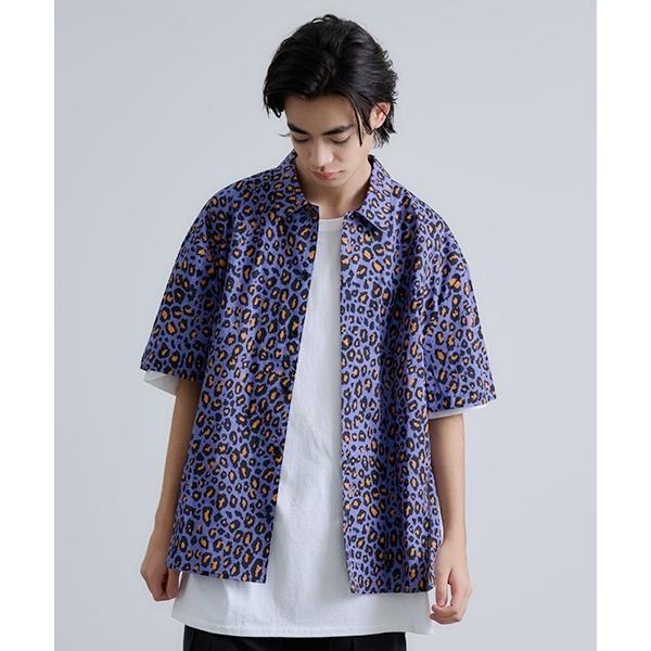 シャツ Revo. レオパード アニマルパターン セミオープンカラーシャツ メンズ レディース