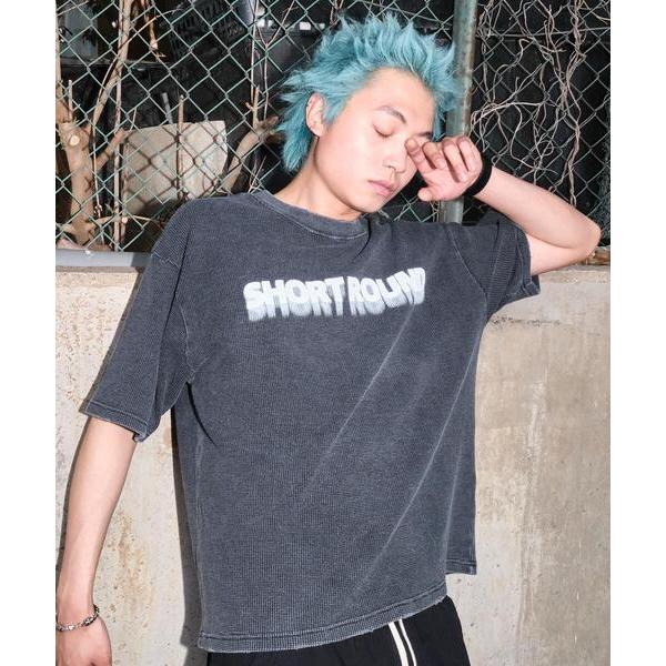 tシャツ SHORT ROUND/ブリーチワッフルダメージグラフィックT メンズ レディース