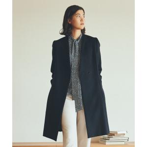 「TRANS WORK」 ノーカラーコート 38 ネイビー レディース