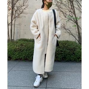 「PIPING HOT FUTURE」 ノーカラーコート MEDIUM オフホワイト レディース