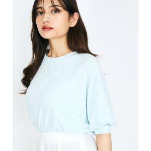 tシャツ フラワーカットジャガードトップス「手洗い可能」 レディース