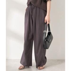 パンツ 接触冷感リネンブレンドタックワイドパンツ レディース