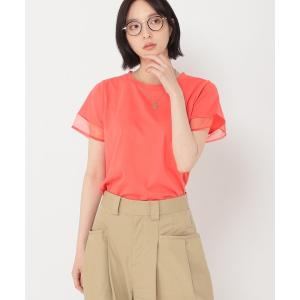 tシャツ 「daily CLIP」シアー袖切り替えTシャツ レディース