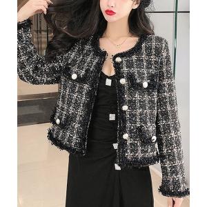 「Primazel」 ツイードジャケット M ブラック レディース