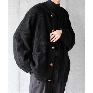 「y/m by れぽすけ」 ニットカーディガン LARGE ブラック メンズ