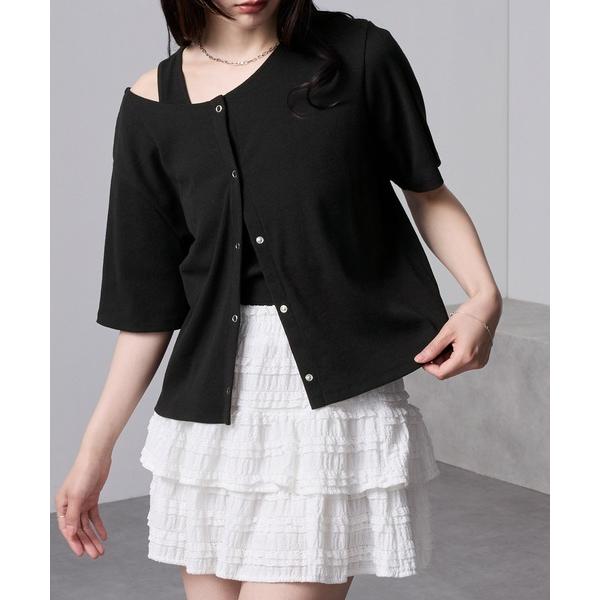 tシャツ 「nui nullu」2WAYテレコリブタンクトップ＆半袖カーディガン セット レディース