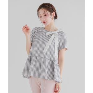 fitmore ギンガムリボンギャザートップス⭐︎新品未使用 Fit more ギンガムリボンギャザートップス レディース