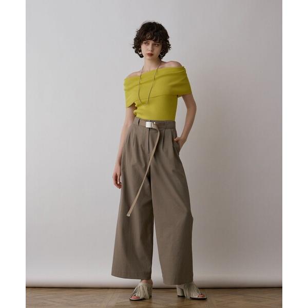 パンツ ストレッチワイドパンツ レディース