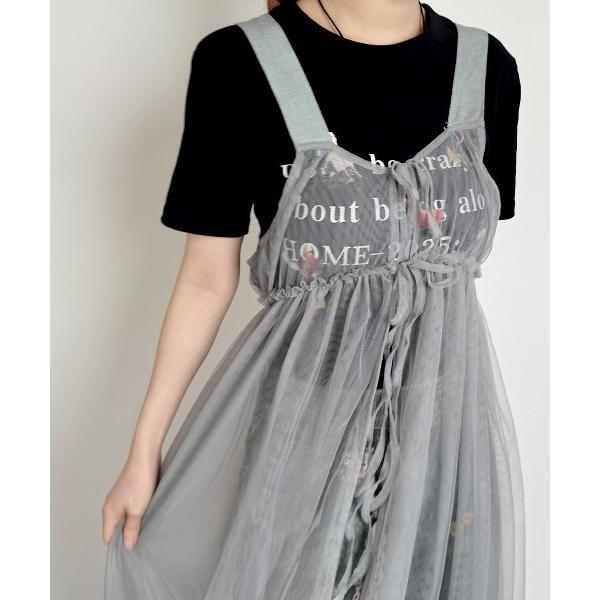 ワンピース チュールキャミワンピース ロング丈