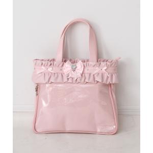 トートバッグ フリルたっぷりキラキラハートビジュー痛バッグ レディース
