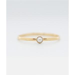 指輪 リング K10　パール ミル打ちリング レディース