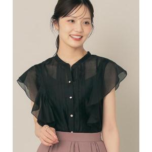 ブラウス シャツ 「洗えるオシャレな透け感」 タックデザインフレア袖シアーブラウス レディースの商品画像