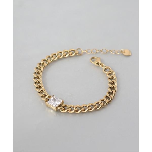 ブレスレット 金属アレルギー対応「ieLS」ステンレス　スクエアCZブレスレット レディース