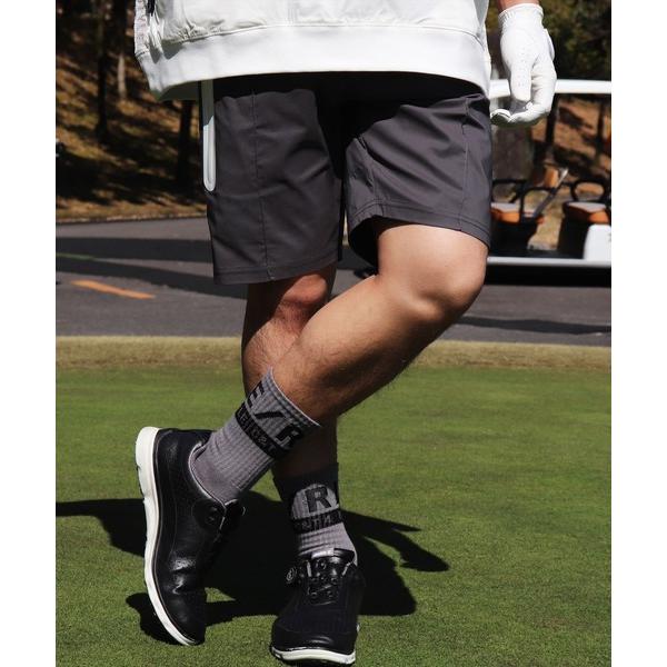 チノパン (RM)「LUXE/R GOLF」ストレッチ クロス サイドロゴ ショート ピンタック パ...