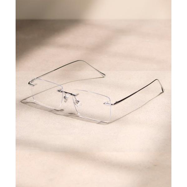 伊達メガネ メガネ 眼鏡 5D30 Square glasses リムレス スクエアメガネ フチなし...