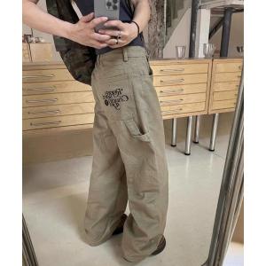 チノパン 「 MEMECLE / メメクル 」バックレタリング刺繍 ワークパンツ レディース