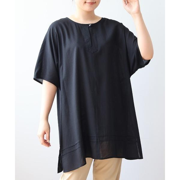 チュニック 「接触冷感」「L〜6L 大きいサイズ」レーヨン麻スラブドルマンチュニック 半袖 春夏
