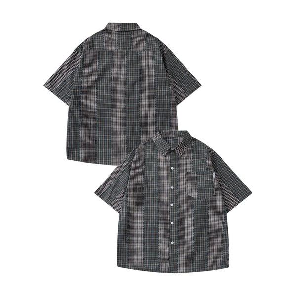 シャツ 柄×柄ストライプ半袖シャツ メンズ レディース