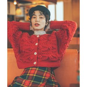 カーディガン ネパールギルボックス もよう編みショートカーディガン レディース