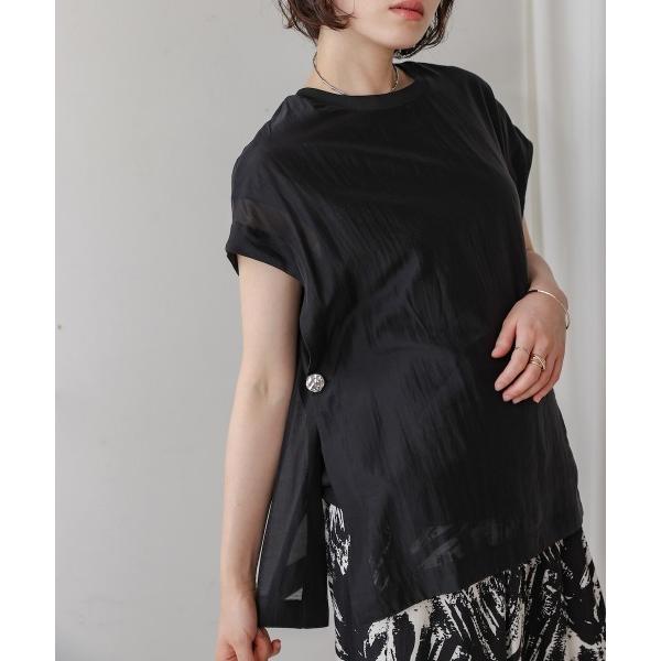 tシャツ シアーカットドッキングサイドボタンプルオーバー レディース