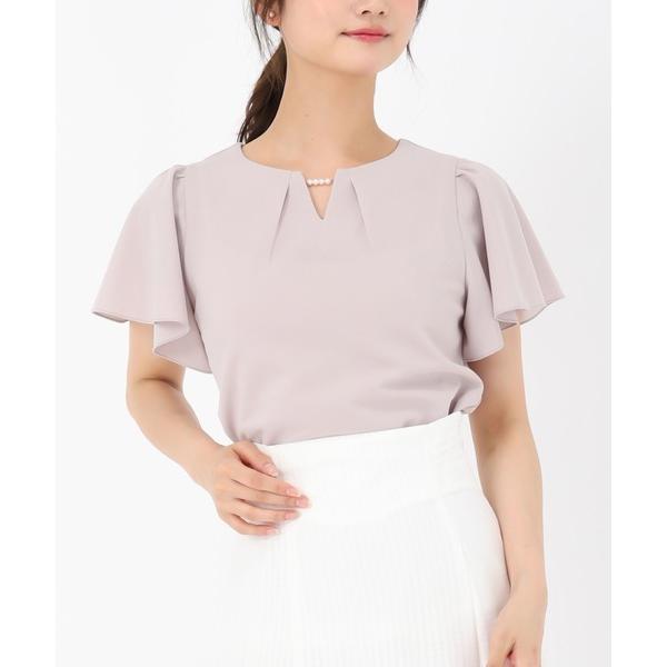 ブラウス シャツ 2025新作 パールフレア袖カットブラウス レディース