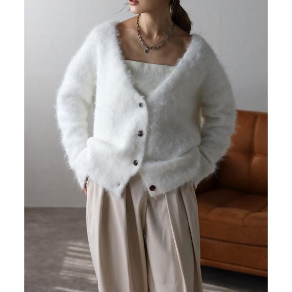 「Bonjour Sagan」 ニットカーディガン FREE オフホワイト レディース