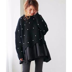 「M y u」 長袖ニット FREE ブラック レディース