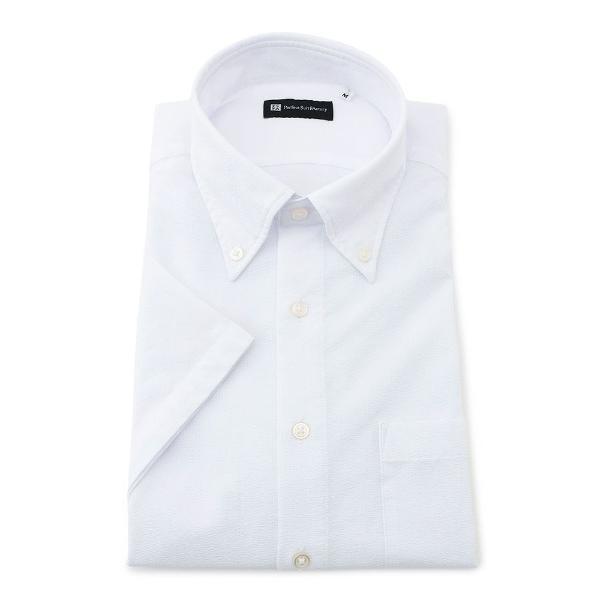 フォーマル シャツ 大人の涼シャツ　サッカー調ドライシャツ　ホワイト/ブラック/ブラウン/サックス/...