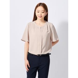ブラウス シャツ 「接触冷感」ステッチデシンブラウス　オフホワイト/ピンク/ベージュ/サックス レディース