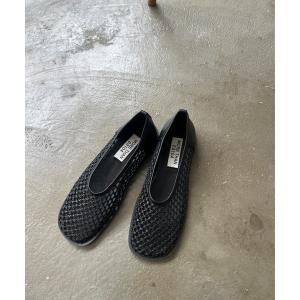 パンプス メッシュラウンドフラットシューズ