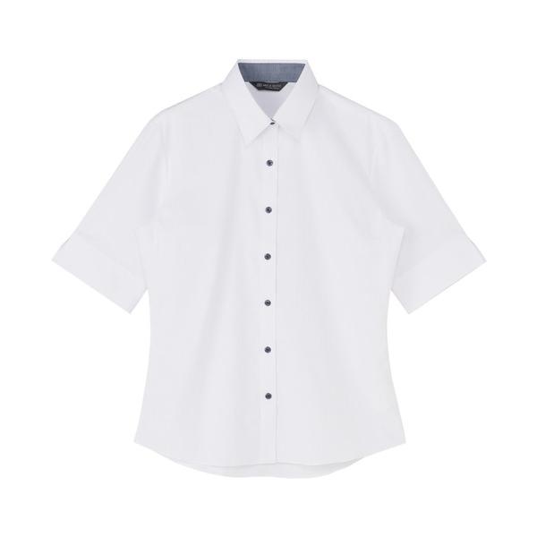 フォーマル ブラウス シャツ 形態安定ノーアイロン レギュラー 5分袖ビジネスワイシャツ レディース