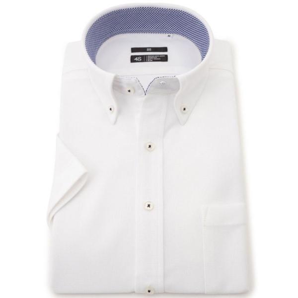 フォーマル シャツ 「スーパーノンアイロン・ストレッチ・速乾」「半袖」「BLACK LINE」ボタン...