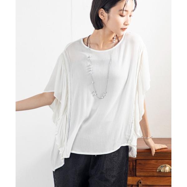 ブラウス シャツ 「涼感素材×揺れ感袖」風をまとう軽さで、日常に“余裕”と“華”をプラスする大人のレ...