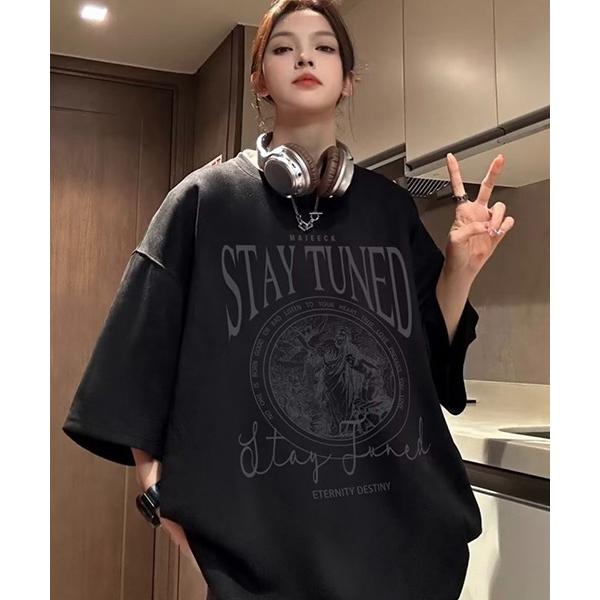 tシャツ 「WARAIJOGO」ベロアタッチオーバーサイズプリントTシャツ(NEZ) レディース メ...