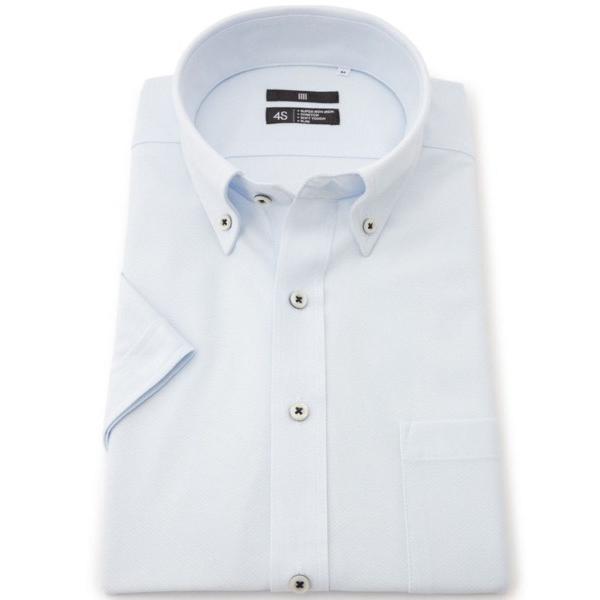 フォーマル シャツ 「スーパーノンアイロン・ストレッチ・速乾」「半袖」「BLACK LINE」ボタン...