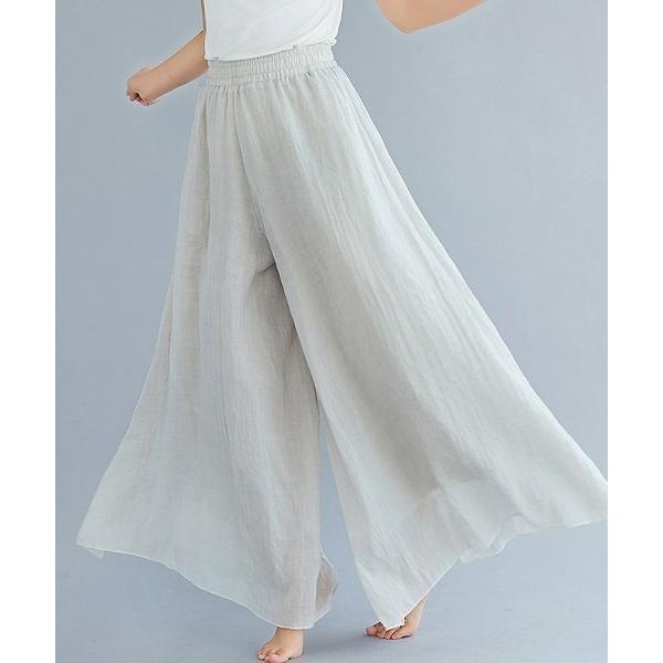 パンツ ラフなのに魅力的。ふわりロングキュロットパンツ レディース