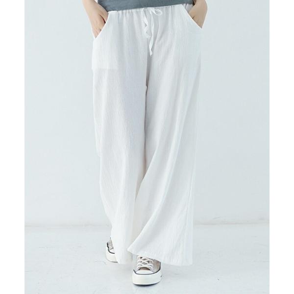 パンツ リネンタッチイージーワイドパンツ レディース