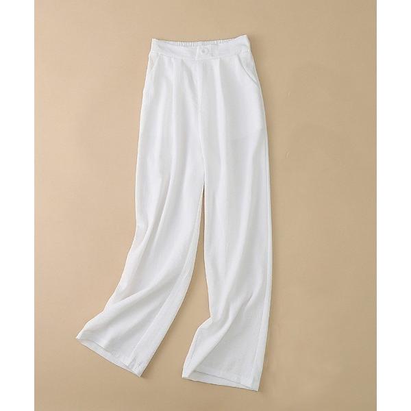 スラックス パンツ リネンワイドパンツ イージーパンツ レディース