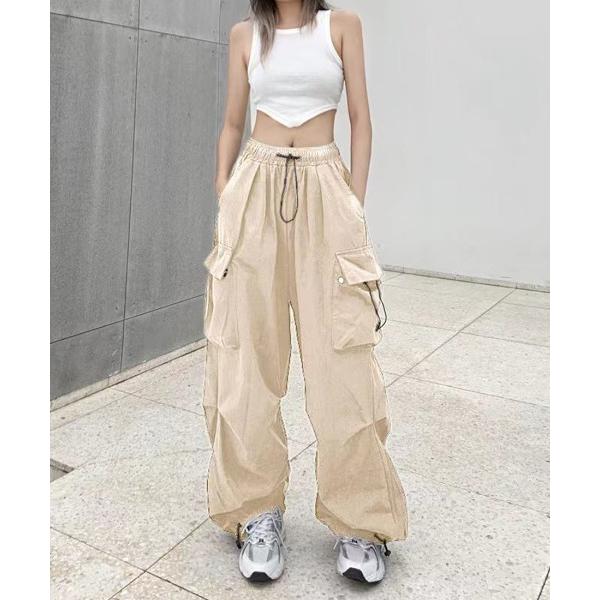 ワイドパンツ カーゴパンツ 立体感のあるバルーンシルエットが魅力の夏服カーゴイージーパンツ ウエスト...