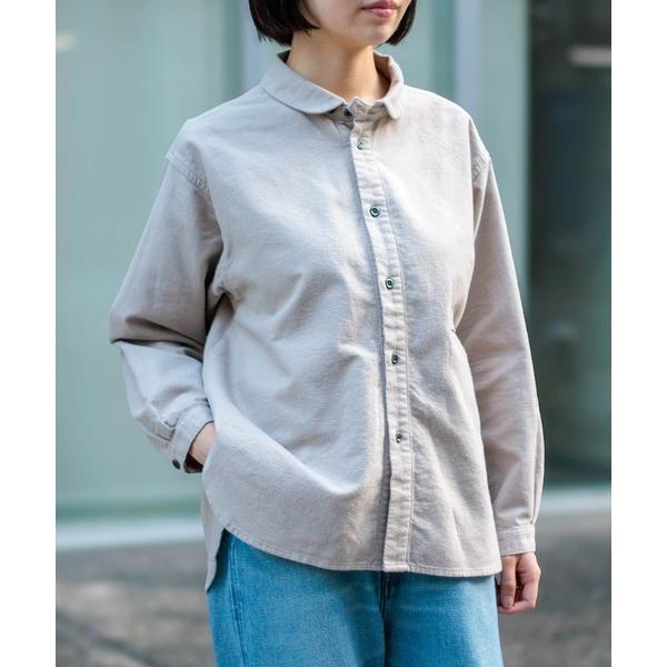 ブラウス シャツ 「D.M.G / ディーエムジー」 コットンフランネル ラウンドカラーシャツ レデ...