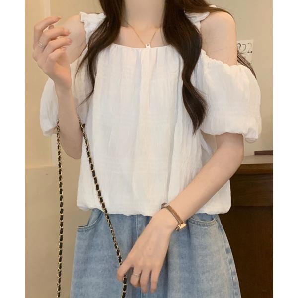 ブラウス シャツ 肩あきデザイン大人ガーリーブラウス レディース